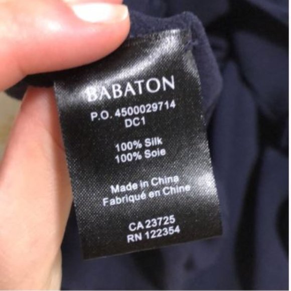 Babaton 100% Navy Silk Draped Blouse - Picture 10 of 10